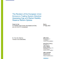 The Revision of the European Union Emissions Trading System Directive: Assessing Cap and Market Stability Reserve Reform Options