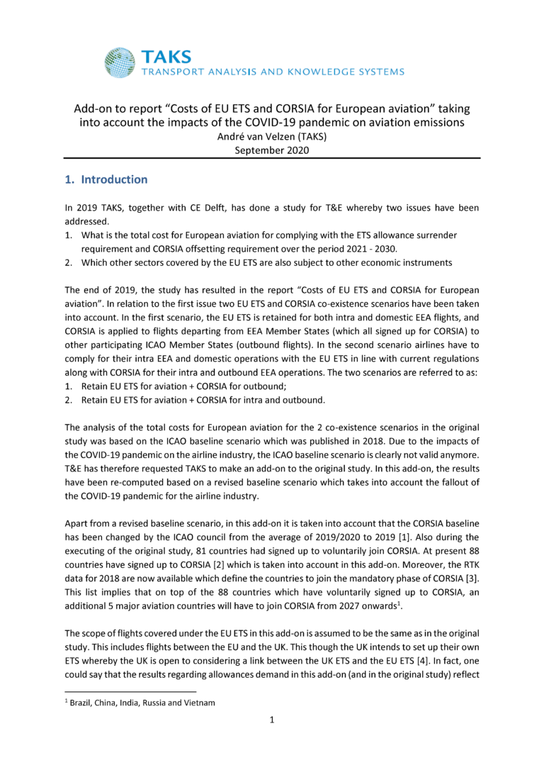 Add on To Report Costs Of EU ETS And CORSIA For European Aviation add-on-to-report-costs-of-eu-ets-and-corsia-for-european-aviation